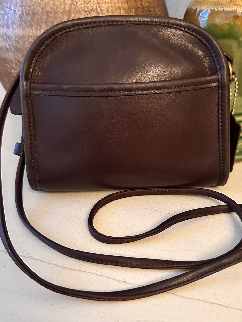Coach “Abbie” Vintage #9017 Dark Brown Leather Crossbody in EVC